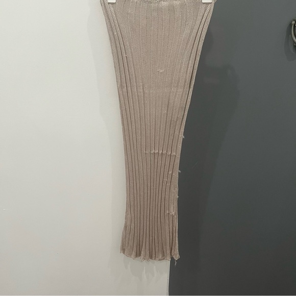 2 pc SET- NWT Danielle Guizio Slinky Rib Knit Tank Top and Skirt Beige Sheer S - Picture 11 of 12